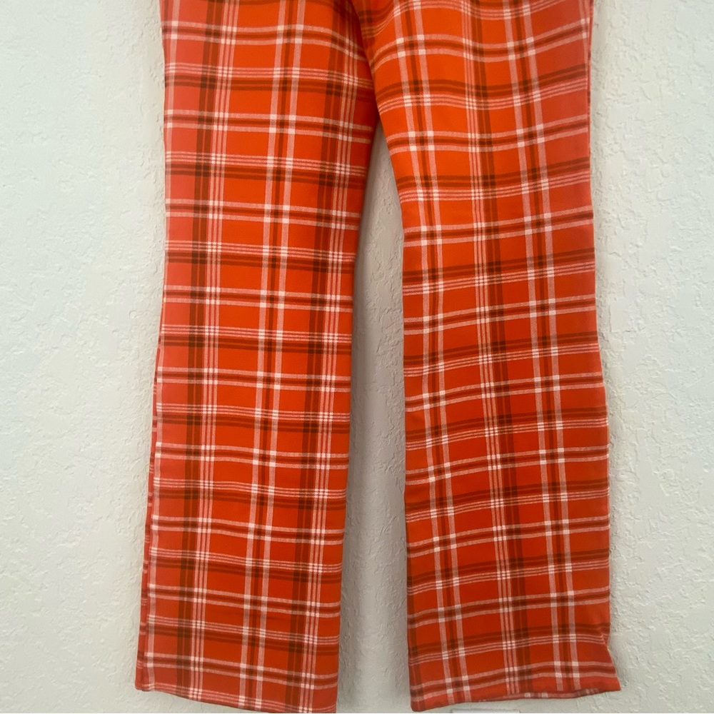 I.AM.GIA Polaris Orange Plaid checkered high rise flare Pants Large - Picture 6 of 8